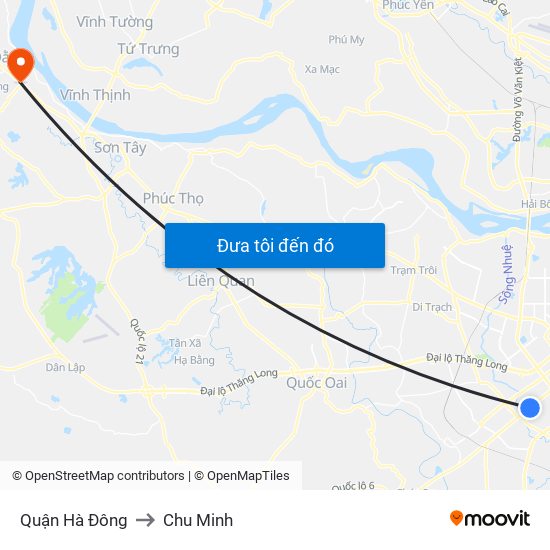 Quận Hà Đông to Chu Minh map