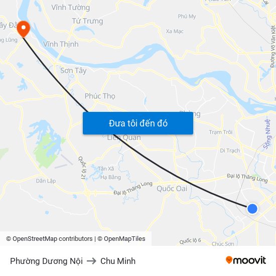 Phường Dương Nội to Chu Minh map