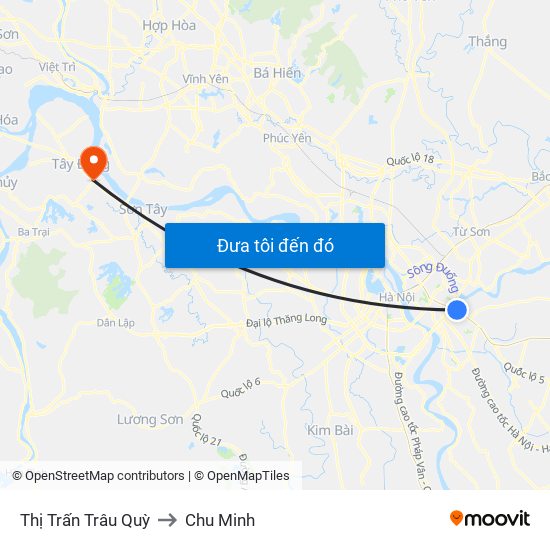 Thị Trấn Trâu Quỳ to Chu Minh map