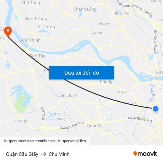 Quận Cầu Giấy to Chu Minh map