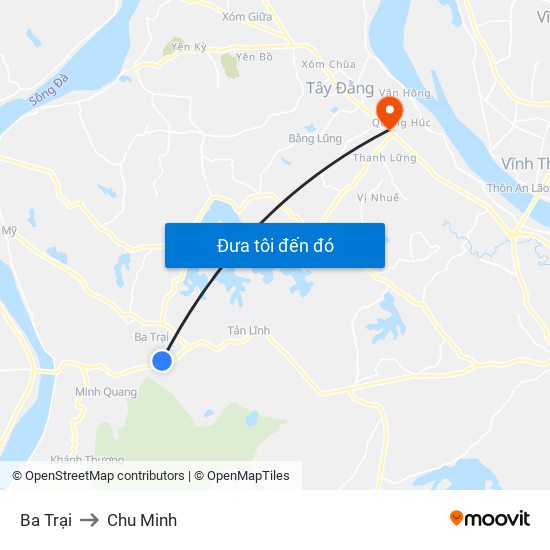 Ba Trại to Chu Minh map