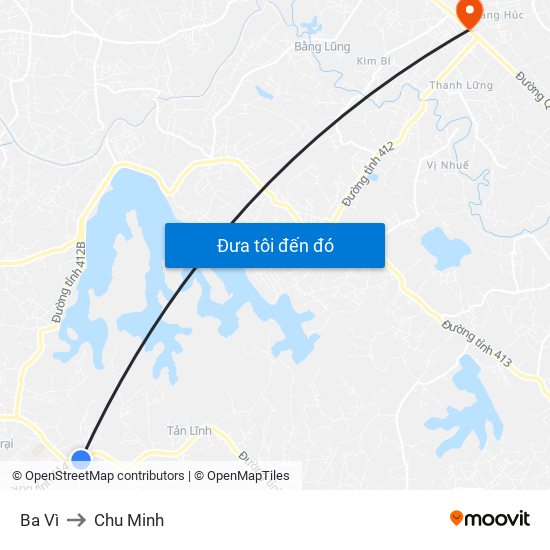 Ba Vì to Chu Minh map