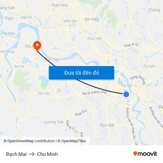 Bạch Mai to Chu Minh map