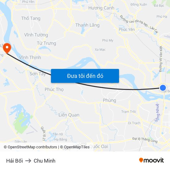 Hải Bối to Chu Minh map