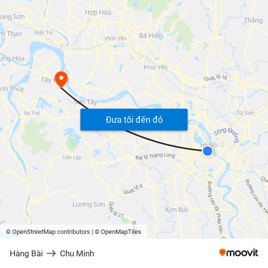 Hàng Bài to Chu Minh map
