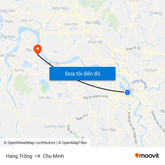Hàng Trống to Chu Minh map