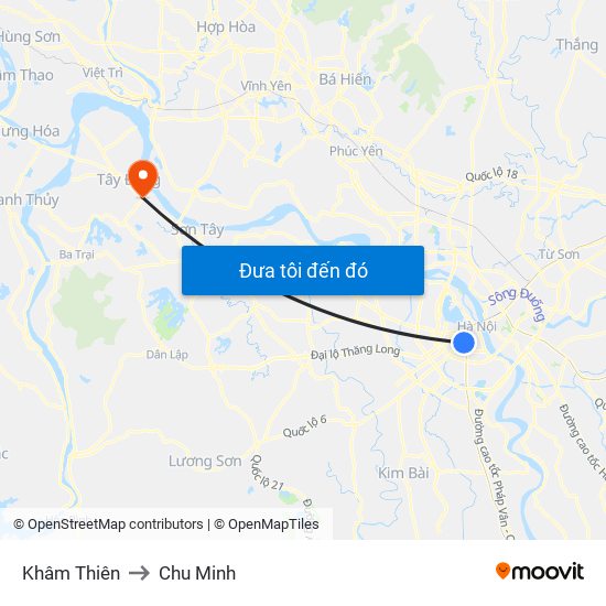 Khâm Thiên to Chu Minh map