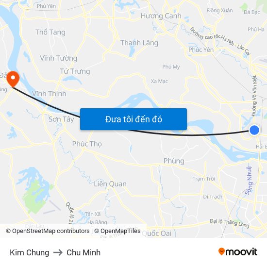 Kim Chung to Chu Minh map