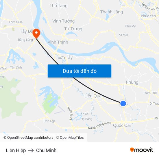 Liên Hiệp to Chu Minh map