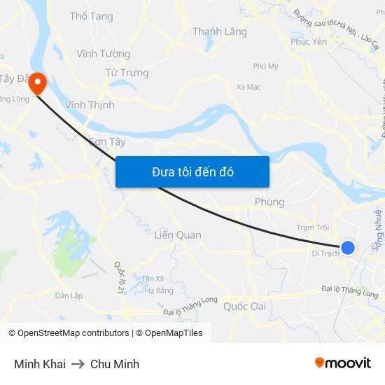 Minh Khai to Chu Minh map
