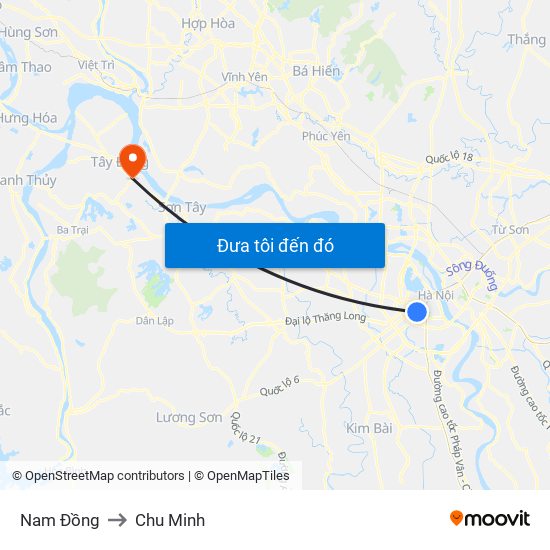 Nam Đồng to Chu Minh map