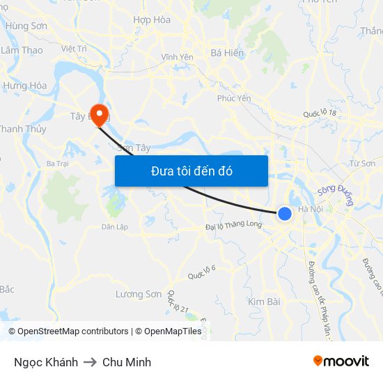 Ngọc Khánh to Chu Minh map