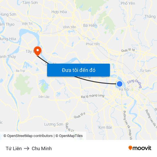 Tứ Liên to Chu Minh map