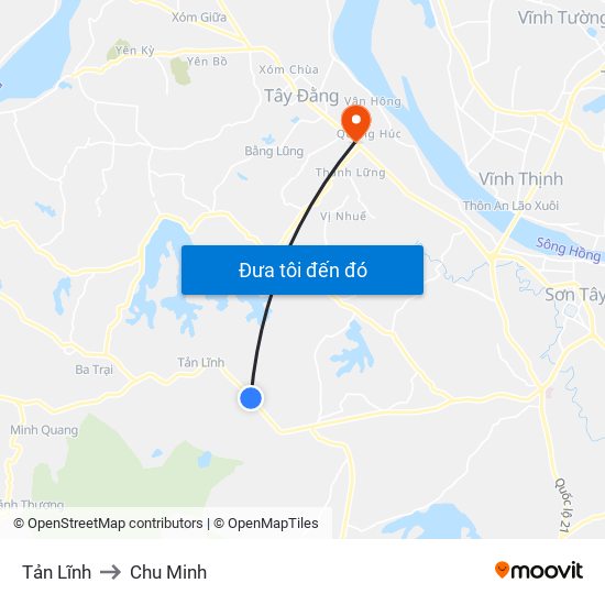 Tản Lĩnh to Chu Minh map