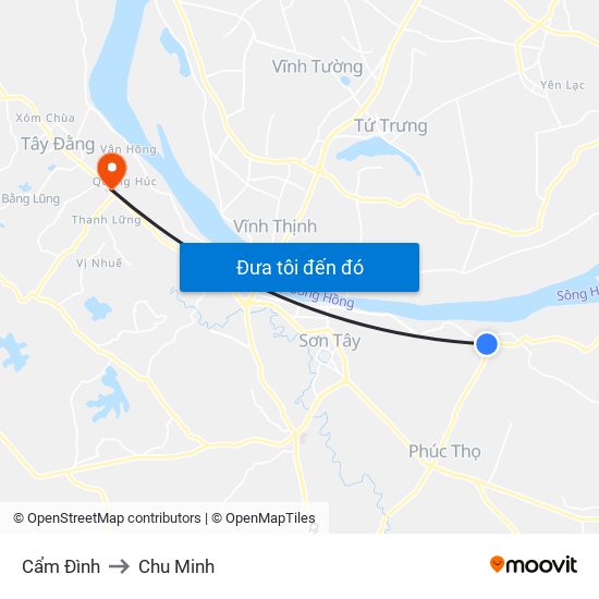 Cẩm Đình to Chu Minh map