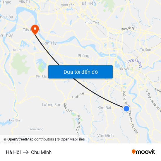 Hà Hồi to Chu Minh map