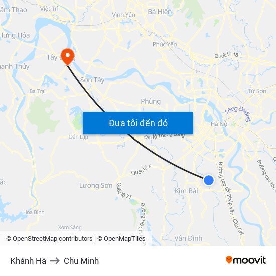 Khánh Hà to Chu Minh map