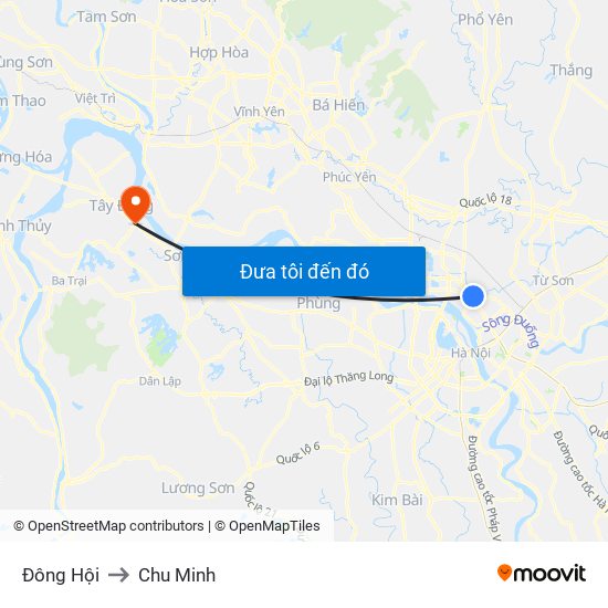 Đông Hội to Chu Minh map