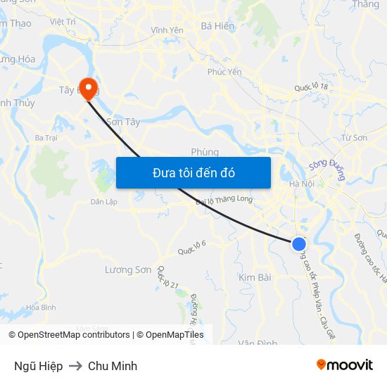 Ngũ Hiệp to Chu Minh map