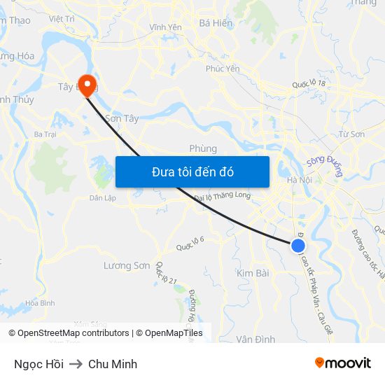 Ngọc Hồi to Chu Minh map