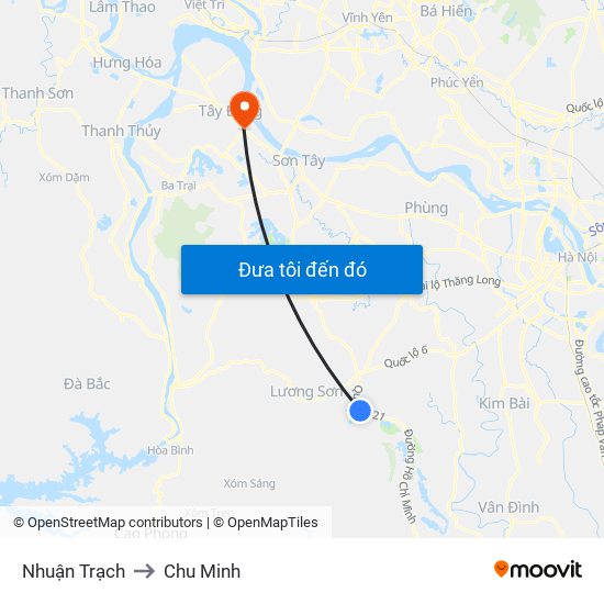 Nhuận Trạch to Chu Minh map