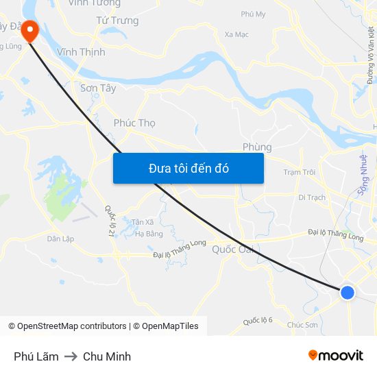 Phú Lãm to Chu Minh map