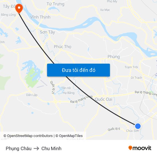 Phụng Châu to Chu Minh map