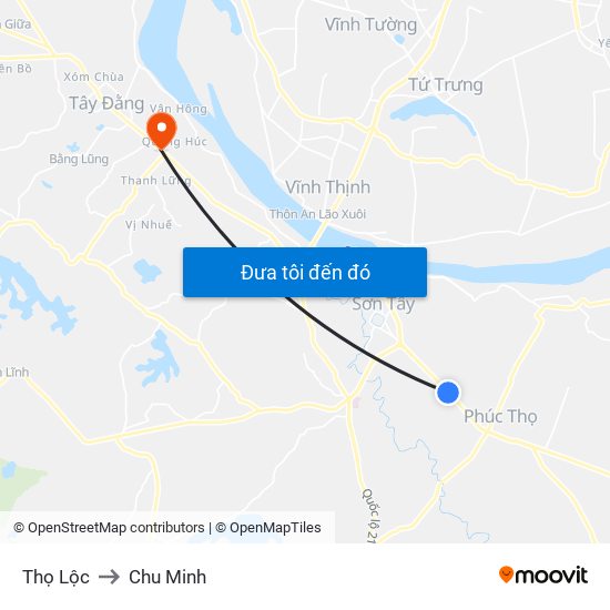 Thọ Lộc to Chu Minh map