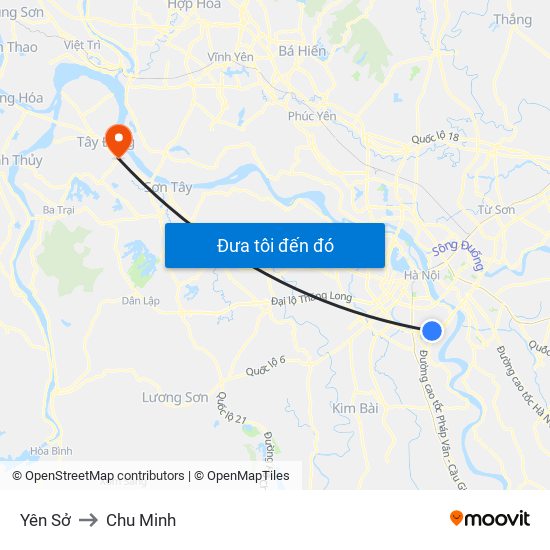 Yên Sở to Chu Minh map