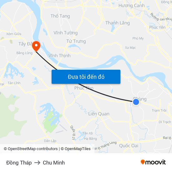 Đồng Tháp to Chu Minh map