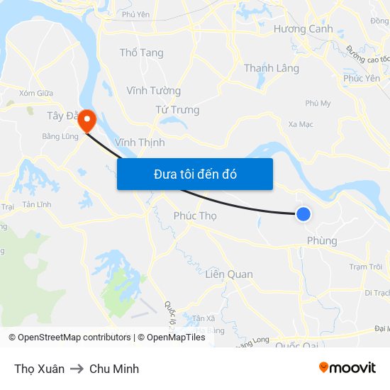 Thọ Xuân to Chu Minh map