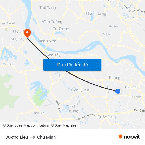 Dương Liễu to Chu Minh map