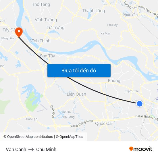 Vân Canh to Chu Minh map