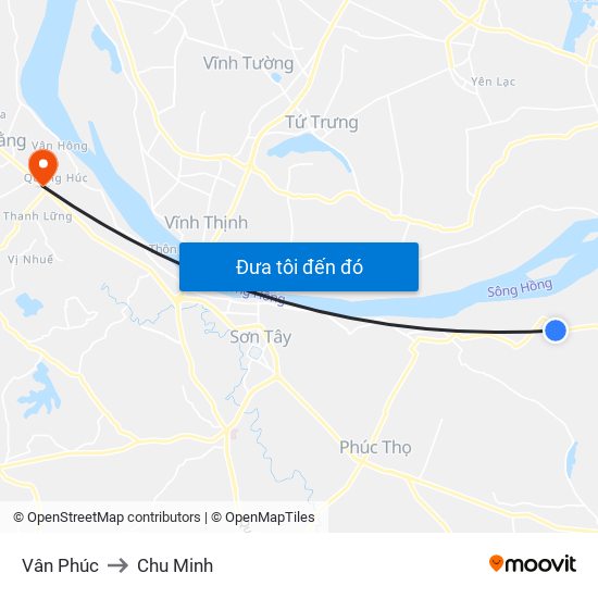 Vân Phúc to Chu Minh map