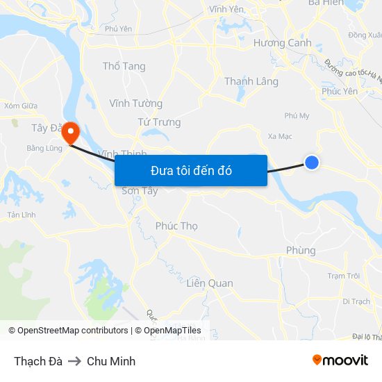 Thạch Đà to Chu Minh map