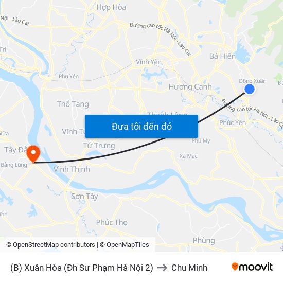 (B) Xuân Hòa (Đh Sư Phạm Hà Nội 2) to Chu Minh map