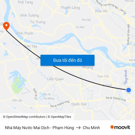 Nhà Máy Nước Mai Dịch - Phạm Hùng to Chu Minh map