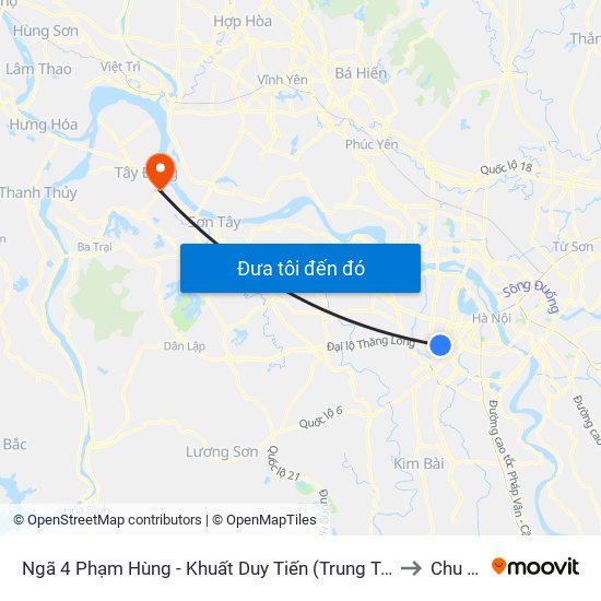 Ngã 4 Phạm Hùng - Khuất Duy Tiến (Trung Tâm Hội Nghị Quốc Gia) to Chu Minh map