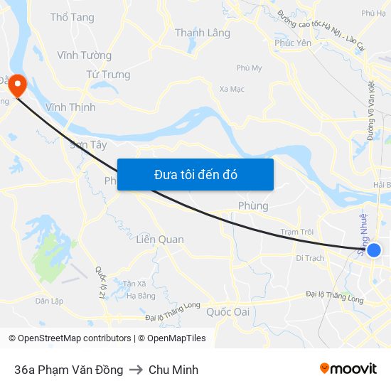 36a Phạm Văn Đồng to Chu Minh map