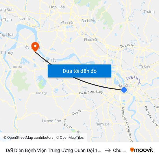 Đối Diện Bệnh Viện Trung Ương Quân Đội 108 - Trần Hưng Đạo to Chu Minh map