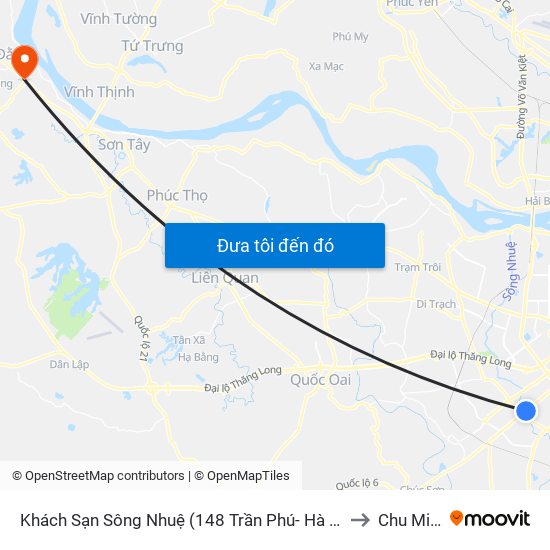 Khách Sạn Sông Nhuệ (148 Trần Phú- Hà Đông) to Chu Minh map