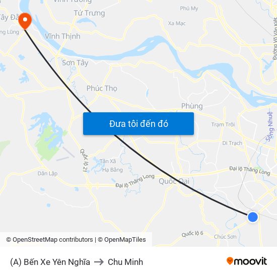 (A) Bến Xe Yên Nghĩa to Chu Minh map