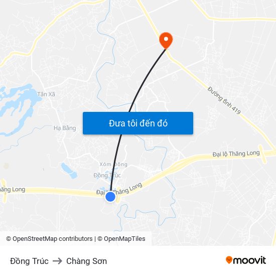 Đồng Trúc to Chàng Sơn map
