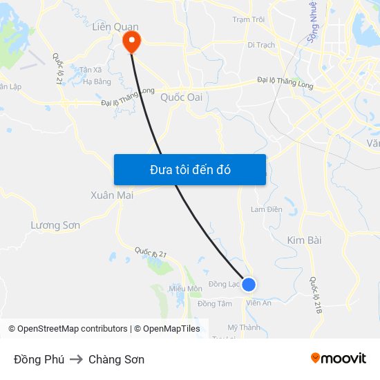 Đồng Phú to Chàng Sơn map