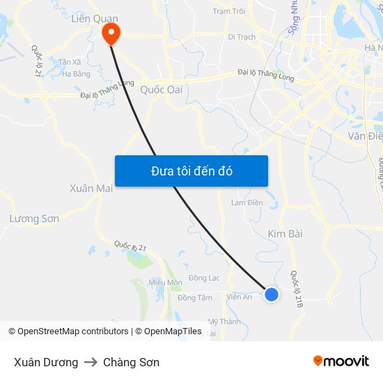 Xuân Dương to Chàng Sơn map