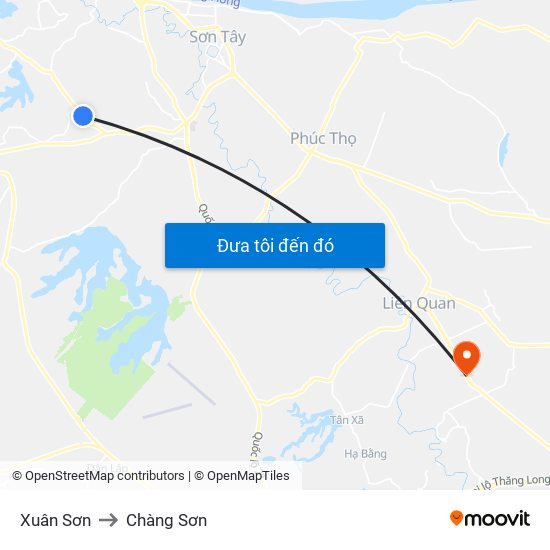 Xuân Sơn to Chàng Sơn map