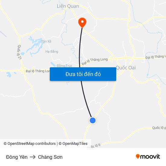 Đông Yên to Chàng Sơn map