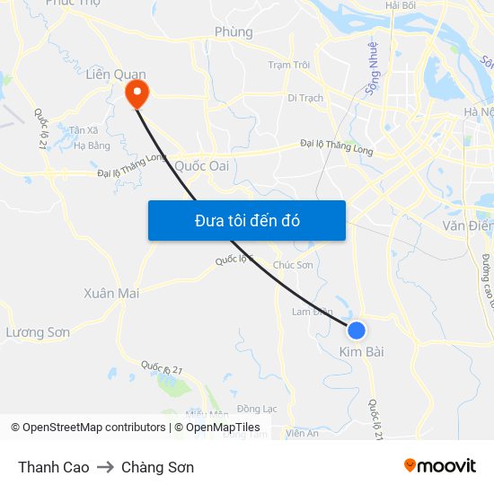Thanh Cao to Chàng Sơn map