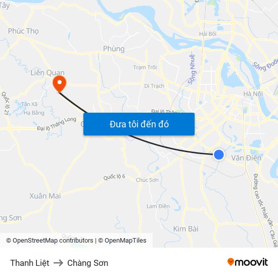 Thanh Liệt to Chàng Sơn map