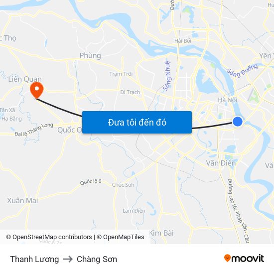 Thanh Lương to Chàng Sơn map